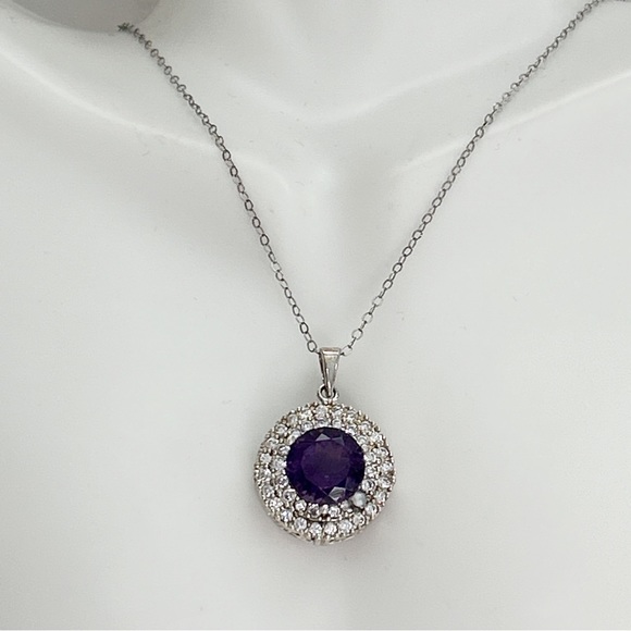 Sparkling Amethyst Filigree Sterling Silver Necklace - Picture 3 of 15